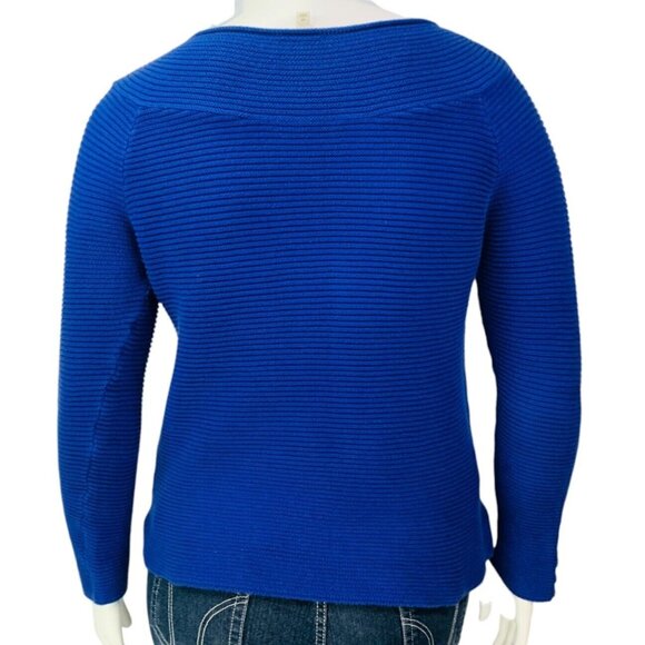 Talbots Womens Pullover Sweater Cable Knit Blue Button Detail Size M - Picture 8 of 12